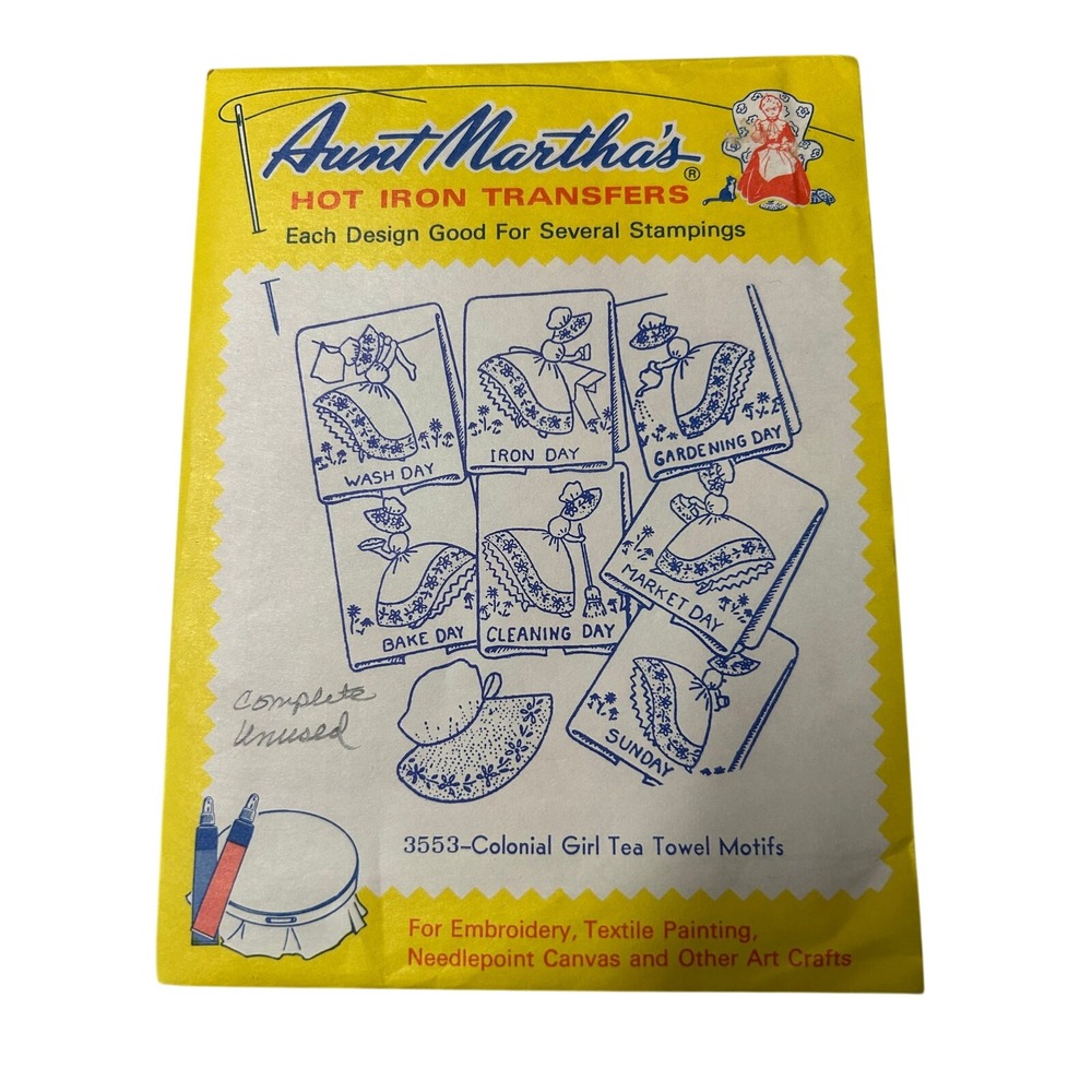 Aunt Marthas Vintage Transfers Lot of 2 #9475 Mexican Motif #3553 Colonial Girls